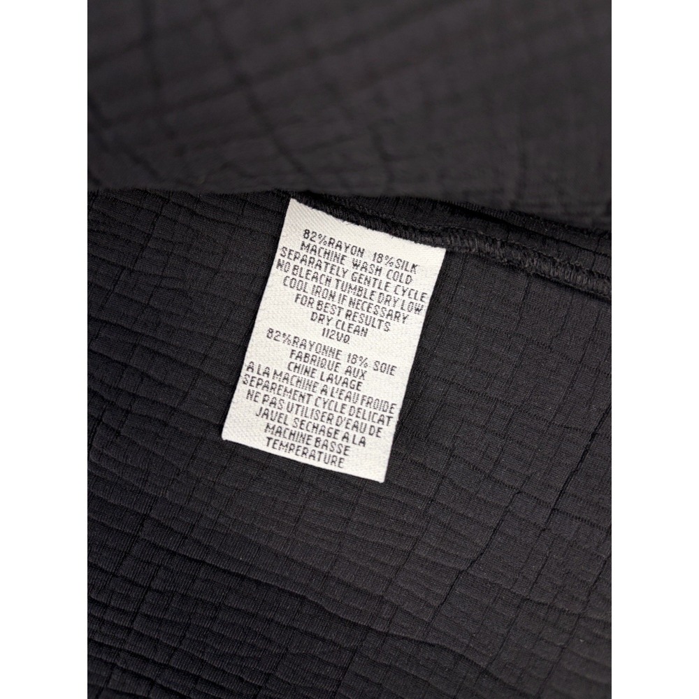 Eileen Fisher Black Silk Blend Crinkle Sponge Jacket Small Mandarin Stand Collar - Picture 4 of 6